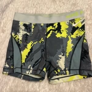 Neon Yellow and Gray 3” Nike Pro shorts. Size: Medium